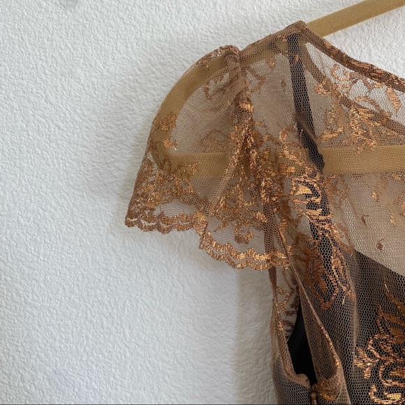 Anthropologie Moulinette Soeurs Honeyed Lace Dress Bronze  - Women's 2 - Picture 7 of 14